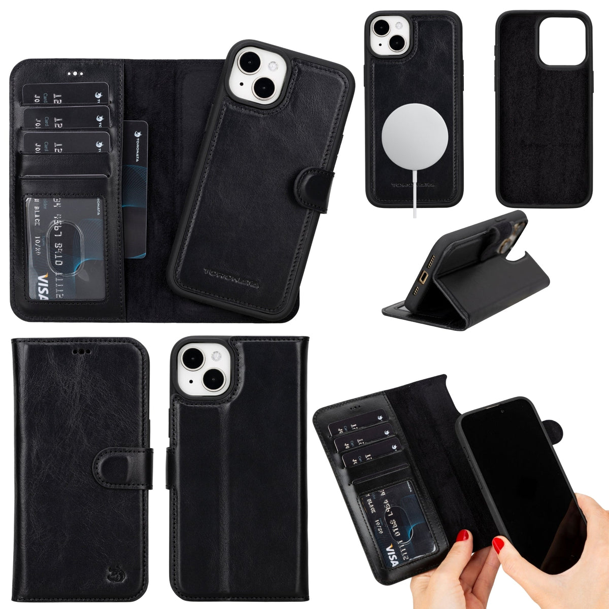 Casper Leather iPhone 15 Plus Wallet Case | Detachable MagSafe Compatible RFID Protection