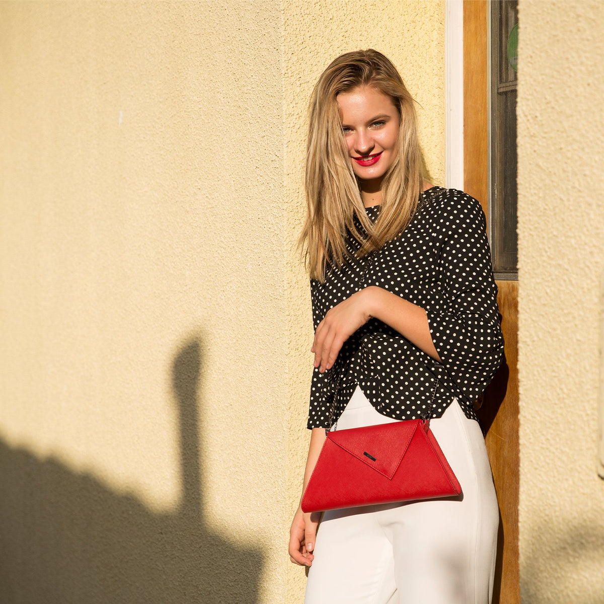 Red Clutch Bag Leather Clutch Purse Crossbody Evening Purse Unique Women's Red Handbag