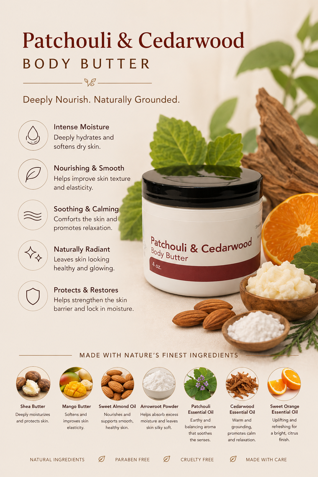Patchouli & Cedarwood Whipped Body Butter
