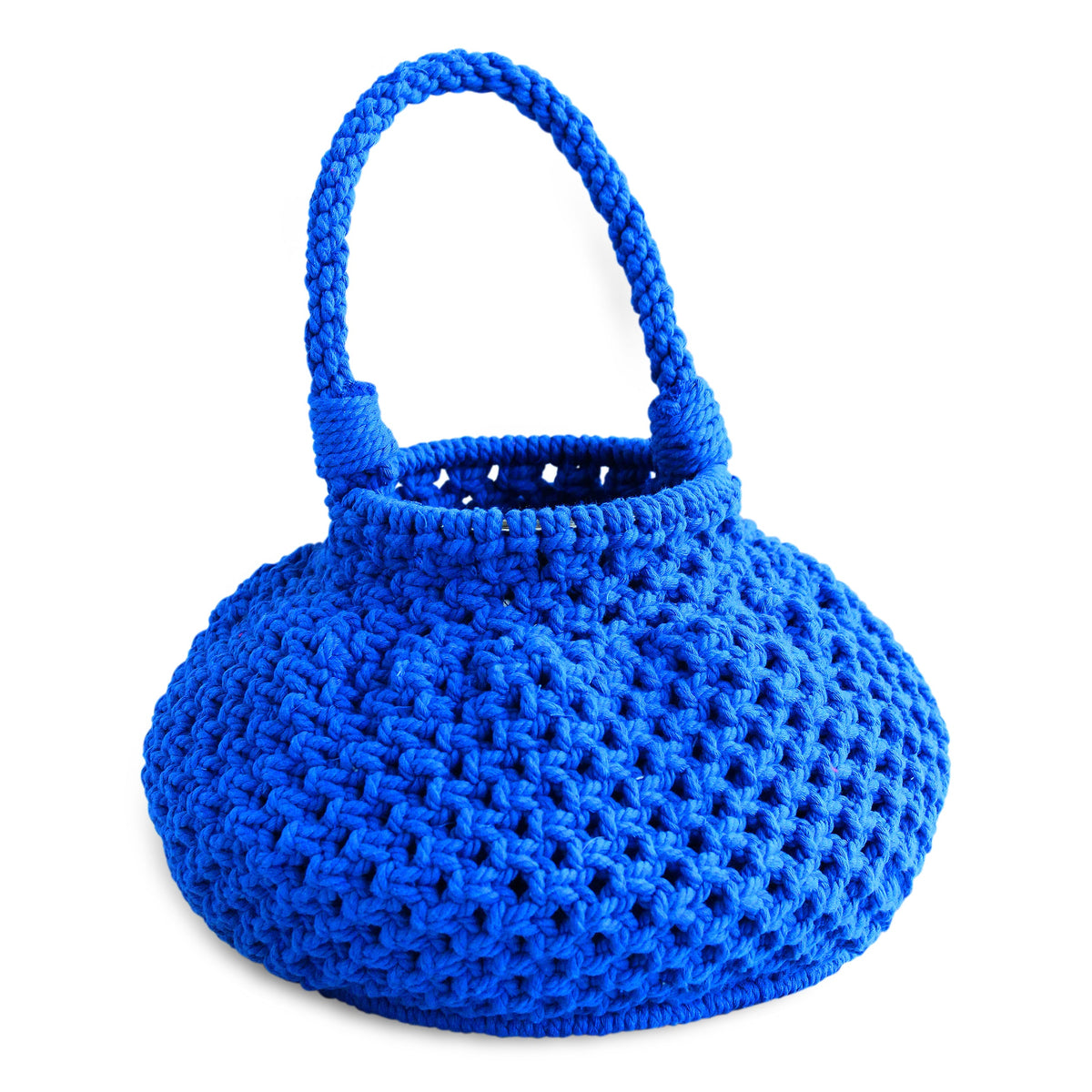 NAGA Macrame Bucket Bag In Azure Blue