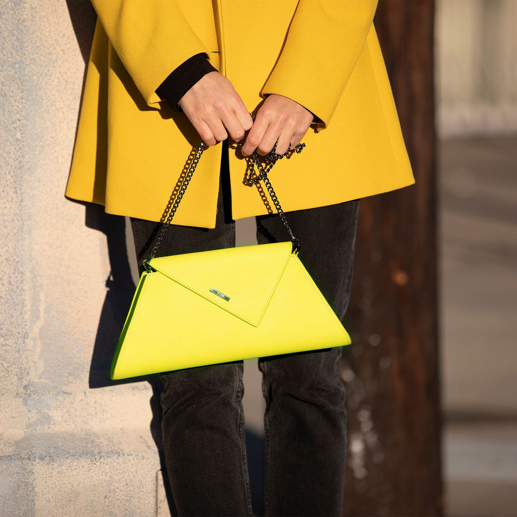 Yellow Purse Leather Clutch Bag Unique Evening Purse Women's Handbag