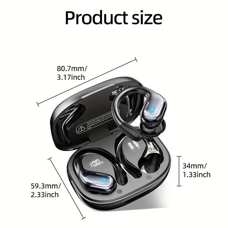 Wireless Sport Earbuds with Mic & LED Display