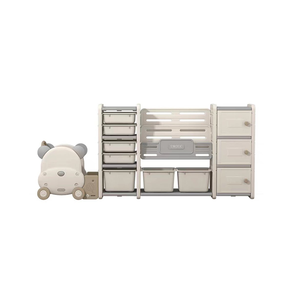 Odin Bear Ivory Bookshelf & Storage Combo Set